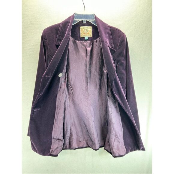 Express Purple Velvet Peacoat Jacket Women’s Double Breasted Y2K Vintage Goth L - Picture 11 of 11
